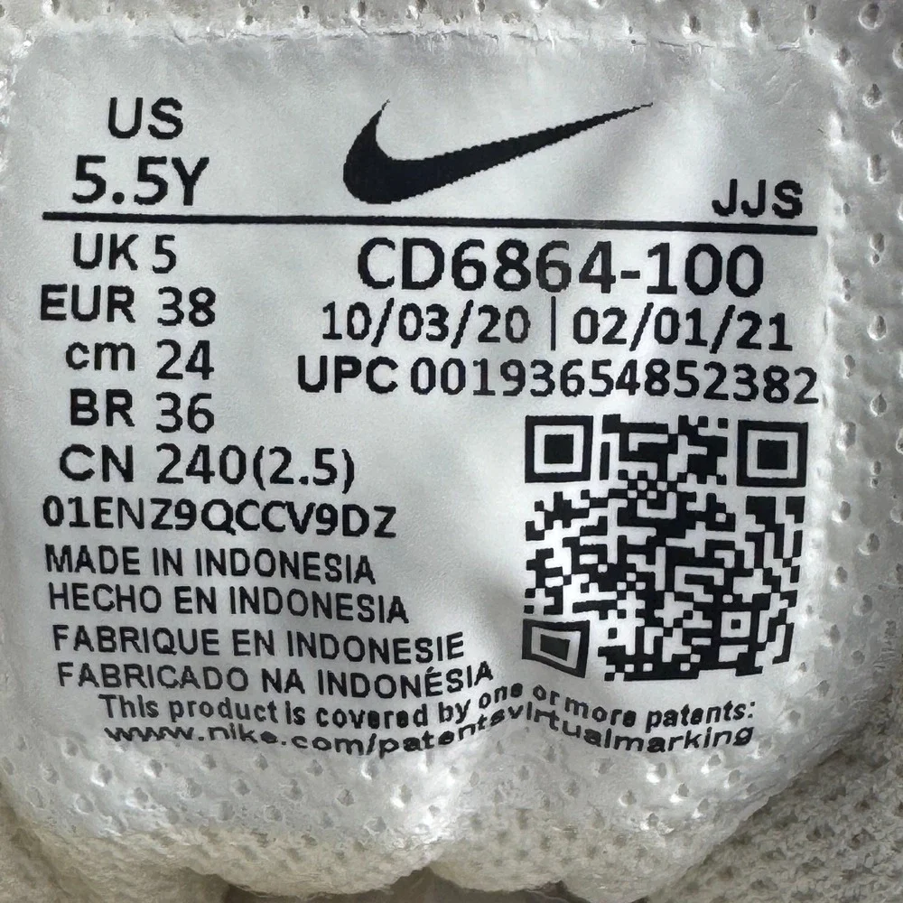Nike‎ Boys Sneakers Air Max 90 Leather Cushioned Streetwear White US 5.5Y